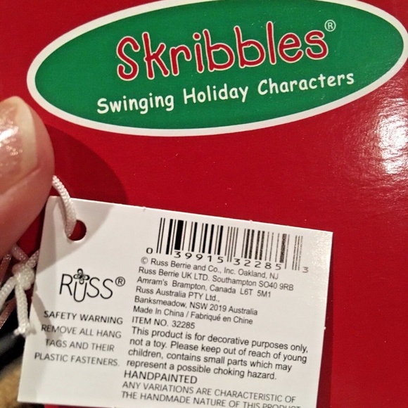 Skribbles Swinging Holiday Character Ornament Santa Reindeer Star Russ Handpaint - Picture 6 of 6
